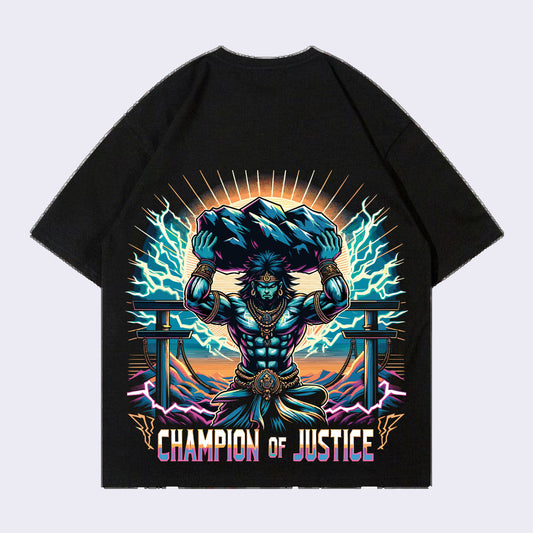 Champion Of Justice Back print Oversized T-shirt 100% Cotton