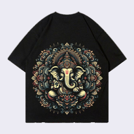 Lord Ganapati Baba Back print Oversized T-shirt 100% Cotton