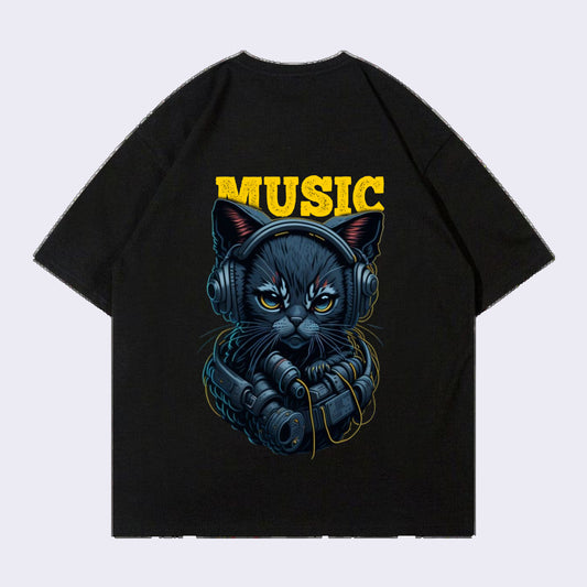 Music Back print Oversized T-shirt For Men's and Women's